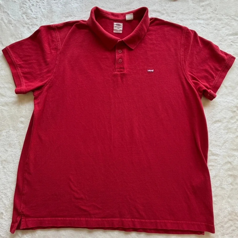 Levi's Red Short Sleeve Standard Pique Polo Shirt Mens XXL Good
